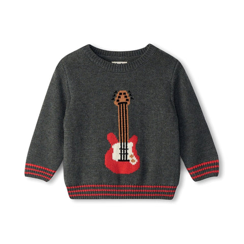 Hatley Crew Neck Knit Sweater - Guitar-Pumpkin Pie Kids Canada