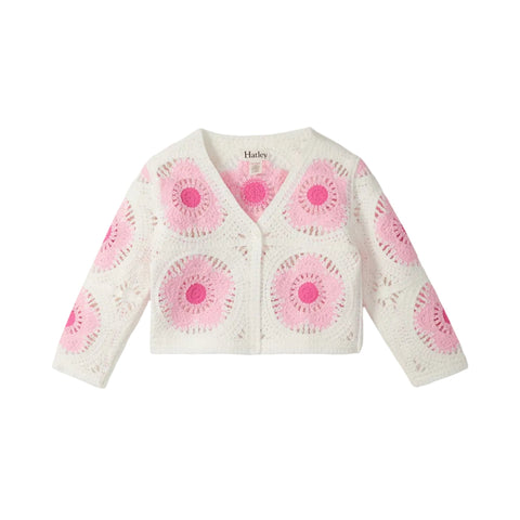 Hatley Crochet Shrug - Pink and Cream Flower-Pumpkin Pie Kids Canada