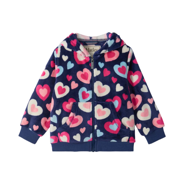 Hatley Fleece Zip-Up Hoodie - Bunches of Hearts-Pumpkin Pie Kids Canada