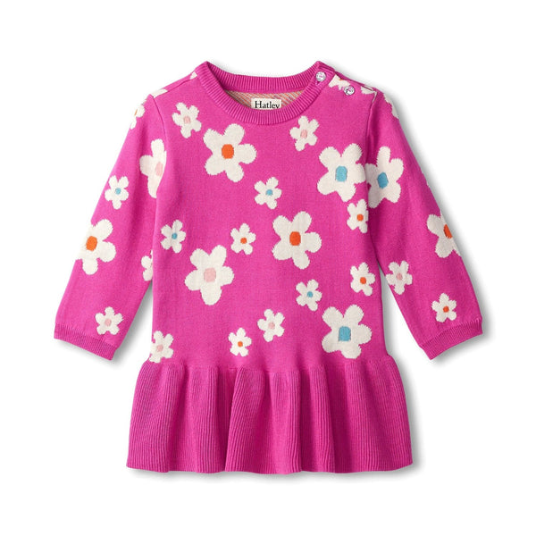 Hatley Flounce Hem Sweater Dress - New Flowers-F24NFT1588 6-9M-Pumpkin Pie Kids Canada