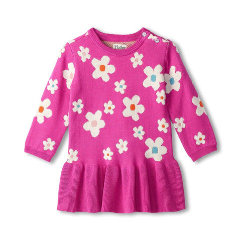 Hatley Flounce Hem Sweater Dress - New Flowers-F24NFT1588 6-9M-Pumpkin Pie Kids Canada