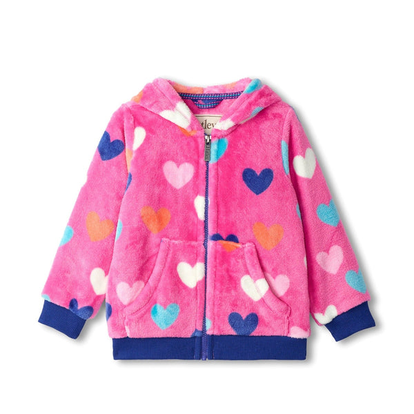 Hatley Fuzzy Fleece Zip Up Hoodie - Hearts-Pumpkin Pie Kids Canada