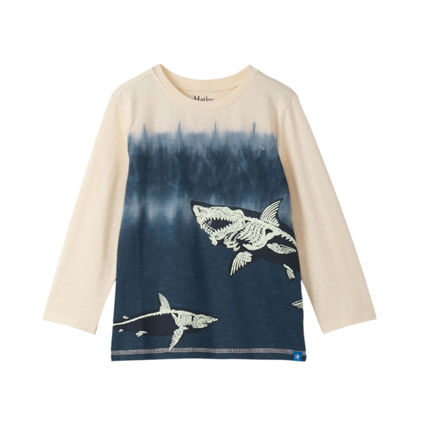 Hatley Graphic Top - Shark Bones-F25WSK1465 3-Pumpkin Pie Kids Canada