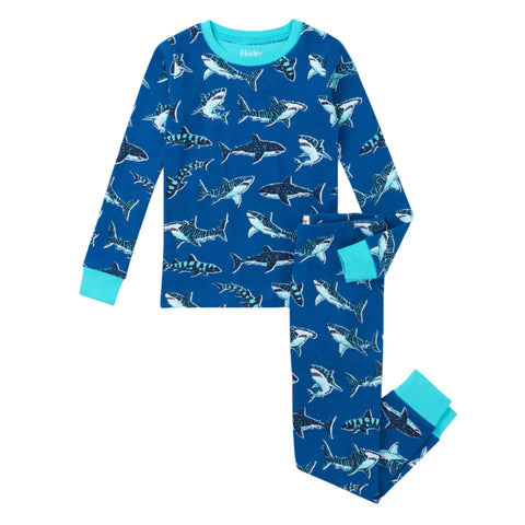 Hatley Organic Cotton Pajama Set - Patterned Sharks-S26PSK204O 6-Pumpkin Pie Kids Canada