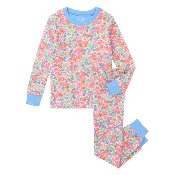 Hatley Organic Cotton Pajama Set - Whimsical Flowers-S26WFK204O 2-Pumpkin Pie Kids Canada