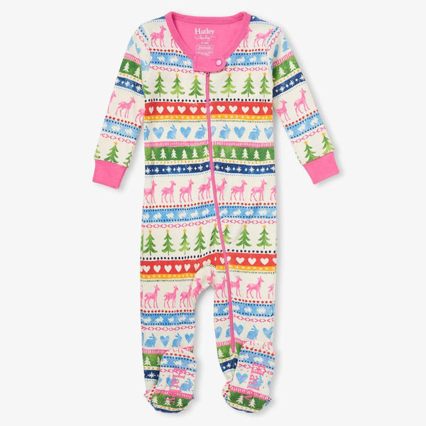 Hatley Organic Footed Coverall - Cream Painted Fairisle-F23CPI202 0-3M-Pumpkin Pie Kids Canada