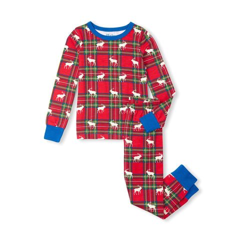 Hatley Organic Pajama Set - Elk Plaid-Pumpkin Pie Kids Canada