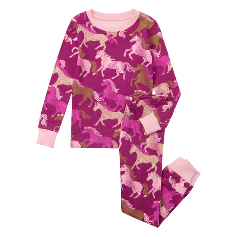 Hatley Organic Pajama Set - Galloping Horses-F26GHK204O 4-Pumpkin Pie Kids Canada