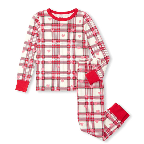 Hatley Organic Pajama Set - Hearts Plaid-F24HPK1789 2-Pumpkin Pie Kids Canada