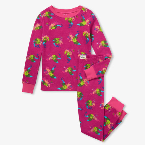 Hatley Organic Pajama Set - Rainbow Dragons-Pumpkin Pie Kids Canada