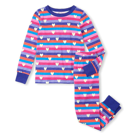 Hatley Organic Pajama Set - Stripes & Hearts-Pumpkin Pie Kids Canada