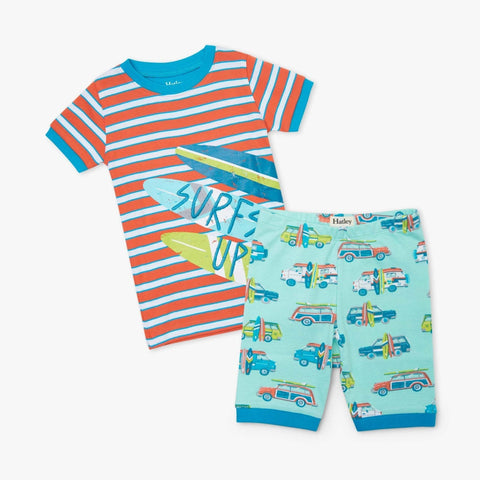 Hatley Organic Shorts Pajama Set - Surfs Up-S21BCK205 3-Pumpkin Pie Kids Canada