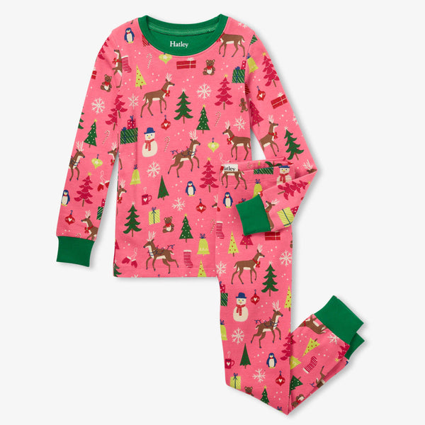 Hatley Pajama Set - Pink Christmas Morning-Pumpkin Pie Kids Canada