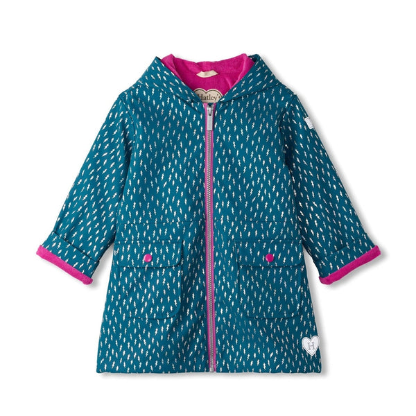 Hatley Peplum Rain Coat - Mini Lightening Bolts-Pumpkin Pie Kids Canada