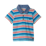 Hatley Polo Tee - Mediterranean Stripes-Pumpkin Pie Kids Canada