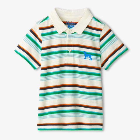 Hatley Polo Top - Hiking Stripes-Pumpkin Pie Kids Canada
