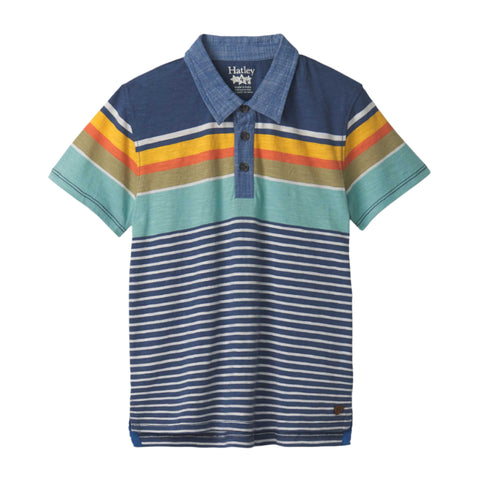 Hatley Polo Top - Nautical Stripes-Pumpkin Pie Kids Canada
