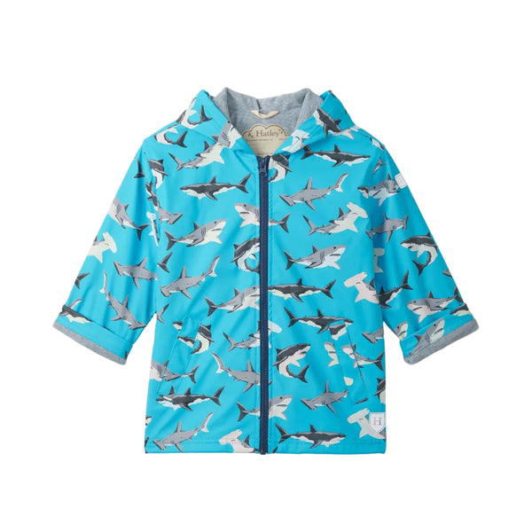 Hatley Rain Jacket - Colour Change Shark Party-S26SPK818 4-Pumpkin Pie Kids Canada