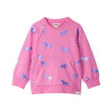 Hatley Raw Edge Pullover - Shimmer Horses-Pumpkin Pie Kids Canada