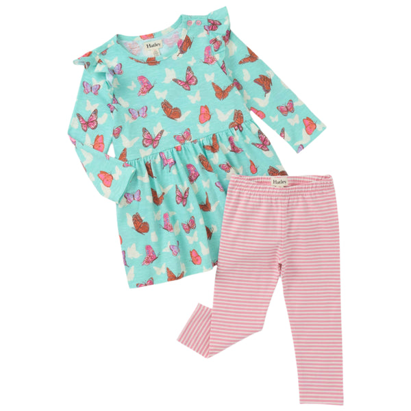 Hatley Ruffle Dress & Legging Set - Butterfly-F25PBT1619 3-6M-Pumpkin Pie Kids Canada
