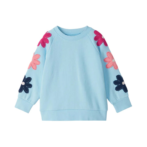 Hatley Slouchy Pullover - Cool Blue Floral-Pumpkin Pie Kids Canada