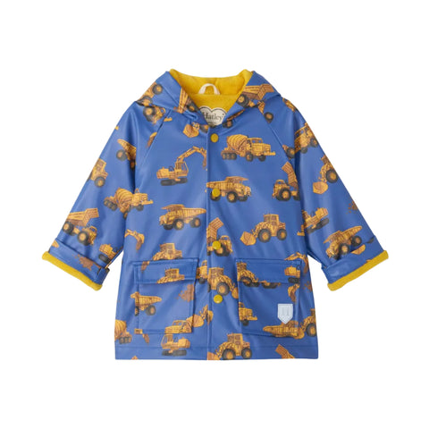 Hatley Snap Rain Coat - Construction Trucks-F26CTT1317 2-Pumpkin Pie Kids Canada