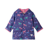 Hatley Snap Raincoat - Hearts & Horses-F25HHT1317 2-Pumpkin Pie Kids Canada