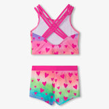 Hatley Two Piece Short Swimsuit - Kaleidoscope Hearts-Pumpkin Pie Kids Canada