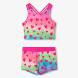 Hatley Two Piece Short Swimsuit - Kaleidoscope Hearts-Pumpkin Pie Kids Canada