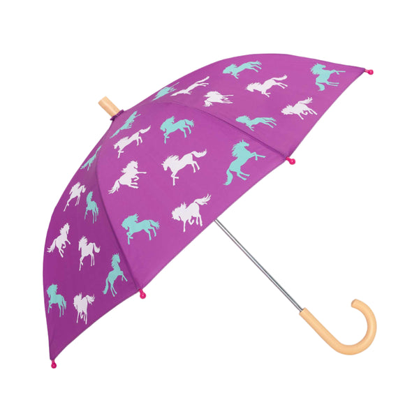 Hatley Umbrella Leaping Horses Colour Changing Umbrella-Pumpkin Pie Kids Canada