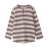 Hatley Waffle Henley - Oatmeal Melange Stripes-F25OMK1394 3-Pumpkin Pie Kids Canada