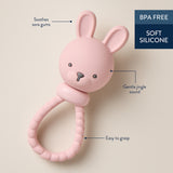 Itzy Ritzy Sweetie Rattle Silicone Teether - Pink Bunny-SH8581-Pumpkin Pie Kids Canada