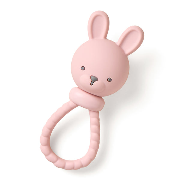 Itzy Ritzy Sweetie Rattle Silicone Teether - Pink Bunny-SH8581-Pumpkin Pie Kids Canada