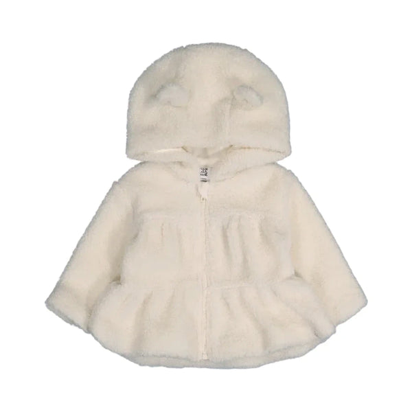 Deux Par Deux Zip Sherpa Jacket - Off White-J20A30-01010 3M-Pumpkin Pie Kids Canada