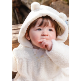 Deux Par Deux Zip Sherpa Jacket - Off White-J20A30-01010 3M-Pumpkin Pie Kids Canada