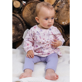 Deux Par Deux Dress & Legging Set - Flower Garden-J20B10-2J235 3M-Pumpkin Pie Kids Canada