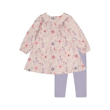 Deux Par Deux Dress & Legging Set - Flower Garden-J20B10-2J235 3M-Pumpkin Pie Kids Canada