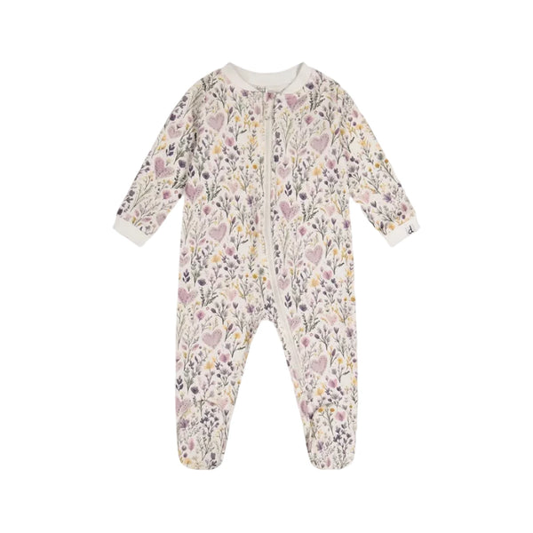 Deux Par Deux Organic 1pc Pajama - Flower Hearts-J20PA40-2J234 3M-Pumpkin Pie Kids Canada