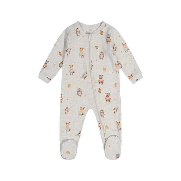 Deux Par Deux Organic 1pc Pajama - Animals-J20PA40-2J240 3M-Pumpkin Pie Kids Canada