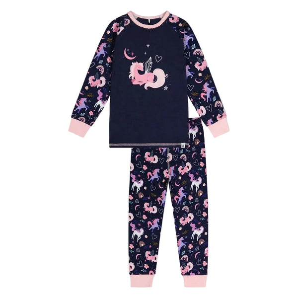 Deux Par Deux Organic Cotton Pajama Set - Unicorns-J20PG10-2J217B 3-Pumpkin Pie Kids Canada