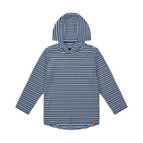 Deux Par Deux Brushed Jersey Hooded Top - Blue Stripes