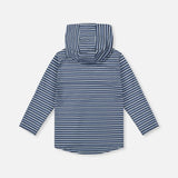 Deux Par Deux Brushed Jersey Hooded Top - Blue Stripes