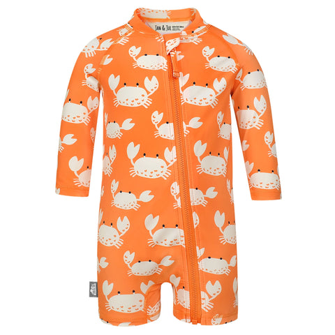 Jan & Jul 1pc UV Jumpsuit - Crabby Crab-UJ1-CRC 6M-Pumpkin Pie Kids Canada