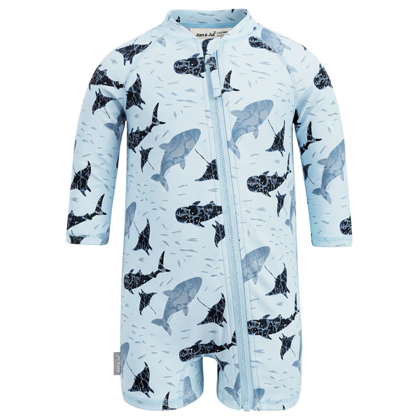 Jan & Jul 1pc UV Jumpsuit - Whale Play-UJ1-WHP 6M-Pumpkin Pie Kids Canada