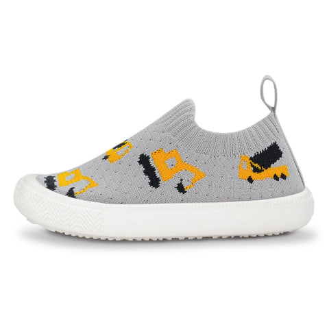 Jan & Jul Graphic Knit Shoes - Construction-SKG-GRC 5-Pumpkin Pie Kids Canada