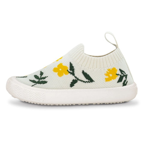 Jan & Jul Graphic Knit Shoes - Yellow Flower-Pumpkin Pie Kids Canada