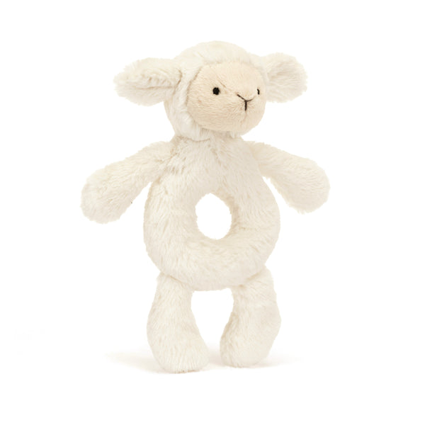 Jellycat Bashful Lamb Ring Rattle-BRR4LAM-Pumpkin Pie Kids Canada