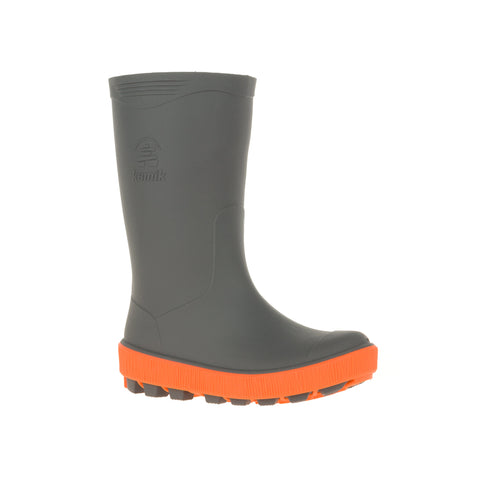 Kamik Riptide Rain Boot - Charcoal Carbon Orange-EK6285Y CHA 1-Pumpkin Pie Kids Canada
