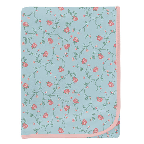 KicKee Pants Bamboo Blanket - Spring Sky Floral Vines-Pumpkin Pie Kids Canada