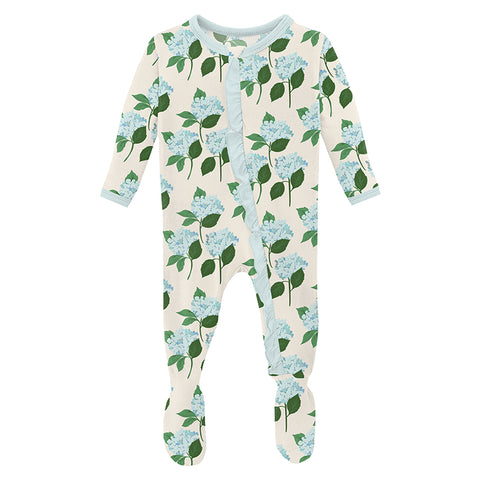 KicKee Pants Classic Ruffle Footie with 2W Zipper - Hydrangea Bouquet-RCZ112-5-LI-S25D1A-HYDB N-Pumpkin Pie Kids Canada